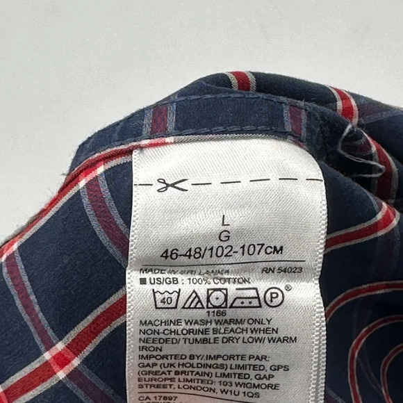 Men’s Banana Republic Poplin Button Down Shirt Untucked size large navy & red - Picture 7 of 7